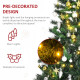 1.8m 6ft Pre-Lit Artificial Christmas Tree 200 LED Xmas Tree Holiday Décor with Decorative Balls Ornament Metal Stand