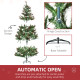 1.8m 6ft Pre-Lit Christmas Tree Artificial Spruce Xmas Tree Warm White LED Holiday Décor with Metal Stand