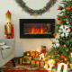 1000W/2000W Electric Wall Fireplace w/ LED Flame Effect Timer Remote Sleek Stylish Safe Home Heating 20-25㎡