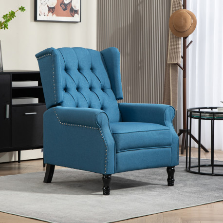 150° Reclining Vintage Armchair, with footrest - Blue