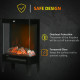 180° Charming Electric Fireplace Heater, Quiet Freestanding Stove with LED Flame Effect, Level-less Temperature Control, Overhea