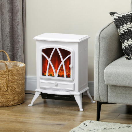 1kW-2kW Vintage Electric Fireplace Heater - White