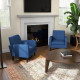 2 Pieces Modern Armchairs with Rubber Wood Legs, Upholstered Accent Chairs, Single Sofa for Living Room, Bedroom, Blue