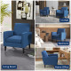 2 Pieces Modern Armchairs with Rubber Wood Legs, Upholstered Accent Chairs, Single Sofa for Living Room, Bedroom, Blue