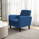 2 Pieces Modern Armchairs with Rubber Wood Legs, Upholstered Accent Chairs, Single Sofa for Living Room, Bedroom, Blue