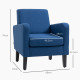 2 Pieces Modern Armchairs with Rubber Wood Legs, Upholstered Accent Chairs, Single Sofa for Living Room, Bedroom, Blue