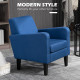 2 Pieces Modern Armchairs with Rubber Wood Legs, Upholstered Accent Chairs, Single Sofa for Living Room, Bedroom, Blue