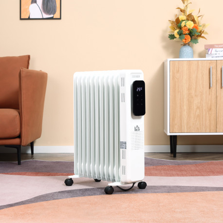 2500W Oil Filled Radiator, 11 Fin Portable Electric Heater with LED Display, 24H Timer, 3 Heat Settings, Adjustable Thermostat, 