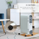 2500W Oil Filled Radiator, 11 Fin, Portable Electric Heater with 3 Heat Settings, Safety Cut-Off and Wheels, White