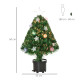 2FT Pre-lit Artificial Christmas Tree Tabletop Multicoloured Fibre Optic Xmas Decoration w/ LED Lights Pot Table Desk - Green