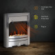 2KW Stainless Steel Electric Fireplace Pebble Burning Effect Heater Fire Flame Indoor Stove LED Lighting