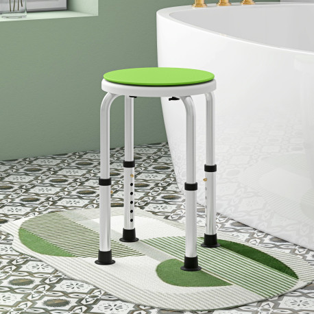 360° Swivel Shower Chair, Height Adjustable Aluminium Shower Stool with Non-Slip Feet for Disabled, Elderly, Green