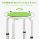 360° Swivel Shower Chair, Height Adjustable Aluminium Shower Stool with Non-Slip Feet for Disabled, Elderly, Green