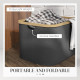 36L Foldable Laundry Basket, with Bamboo Top - Black