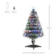 3ft Artificial Prelit Christmas Tree, Snow Xmas Tree with Colourful LED Lighting Fiber Optics, Green White