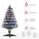 3ft Artificial Prelit Christmas Tree, Snow Xmas Tree with Colourful LED Lighting Fiber Optics, Green White