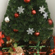 3FT Green Fibre Optic Artificial Christmas Tree Xmas Colourful LED Scattered Tree with Snowflakes Ornaments Fireproofing