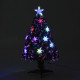 3FT Green Fibre Optic Artificial Christmas Tree Xmas Colourful LED Scattered Tree with Snowflakes Ornaments Fireproofing