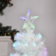 4 Feet Prelit Artificial Christmas Tree with Fiber Optic LED Light, Holiday Home Xmas Decoration, White