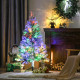 4.5&#039; Artificial Snow Christmas Trees with Frosted Branches, Warm White or Colourful LED Lights, Steel Base