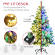 4.5&#039; Artificial Snow Christmas Trees with Frosted Branches, Warm White or Colourful LED Lights, Steel Base