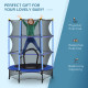 4.6FT/55&quot; Kids Trampoline with Safety Enclosure, Outdoor Indoor Use, for Ages 3-10 Years, Blue