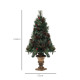 4ft Artificial Christmas Tree with 60 Warm White LED Lights, 8 Modes and Remote, Realistic Xmas Tree with Trophy Stand for Party