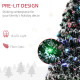 4ft Artificial Prelit Christmas Tree, Snow Xmas Tree with Colourful LED Lighting Fiber Optics, Green White