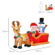 4ft Christmas Inflatable Santa Claus on Sleigh Deer, LED Lighted for Home Indoor Outdoor Garden Lawn Decoration Party Prop