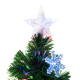 4FT Green Fibre Optic Artificial Christmas Tree Xmas Colourful LED Scattered Tree with Snowflakes Ornaments Fireproofing