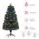 4FT Multicoloured Artificial Christmas Tree w/ Fibre Optic Lights Pre-Lit Modes Metal Stand Star Holder Home Seasonal Decoration