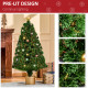 4FT Prelit Artificial Christmas Tree with Fibre Optics, Baubles Decoration, Golden Pot for Holiday, Home - Green