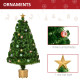 4FT Prelit Artificial Christmas Tree with Fibre Optics, Baubles Decoration, Golden Pot for Holiday, Home - Green