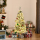 4FT Prelit Artificial Snow Flocked Christmas Tree with Warm White LED Light, Holiday Home Xmas Decoration, Green White