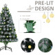 4ft White Light Artificial Christmas Tree w/ 130 LEDs Star Topper Tri-Base Full Bodied Seasonal Decoration Pre-Lit Home