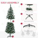 5 Ft Snow Artificial Christmas Tree with Realistic Branches, Pine Cone, for Indoor Decoration, Green White