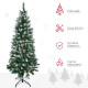 5 Ft Snow Artificial Christmas Tree with Realistic Branches, Pine Cone, for Indoor Decoration, Green White