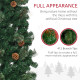 5.5FT Tall Pencil Slim Artificial Christmas Tree with Realistic Branches, Tip Count and Pine Cones, Pine Needles Tree, Xmas Deco