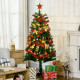 5&#039; Artificial Prelit Christmas Trees Holiday Décor with Warm White LED Lights, Auto Open, Tinsel, Ball, Star