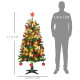 5&#039; Artificial Prelit Christmas Trees Holiday Décor with Warm White LED Lights, Auto Open, Tinsel, Ball, Star