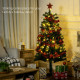 5&#039; Artificial Prelit Christmas Trees Holiday Décor with Warm White LED Lights, Auto Open, Tinsel, Ball, Star