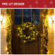 55CM Pre-lit Christmas Wreath with 50 Warm White LED Ideal Xmas Artificial Door Decoration