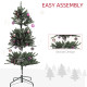 5ft Artificial Prelit Christmas Tree with Warm White LED Lights and 486 Tips, Metal Stand, Xmas Tree with Purple Ornaments for H