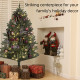 5ft Artificial Prelit Christmas Tree with Warm White LED Lights and 486 Tips, Metal Stand, Xmas Tree with Purple Ornaments for H