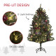 5ft Artificial Prelit Christmas Tree with Warm White LED Lights and 486 Tips, Metal Stand, Xmas Tree with Purple Ornaments for H