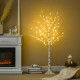 5ft Artificial White Birch Tree Light with Warm White Pre-Lit LED Light for Indoor and Covered Outdoor Use