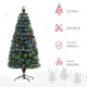 5FT Multicoloured Artificial Christmas Tree w/ Fibre Optic Lights Pre-Lit Modes Metal Stand Star Holder Home Seasonal Decoration