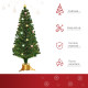 5FT Prelit Artificial Christmas Tree with Fibre Optics, Baubles Decoration, Golden Pot for Holiday, Home - Green