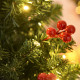 5FT Prelit Artificial Pencil Christmas Tree with Warm White LED Light, Red Berry, Holiday Home Xmas Decoration, Green