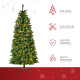 5FT Prelit Artificial Pencil Christmas Tree with Warm White LED Light, Red Berry, Holiday Home Xmas Decoration, Green